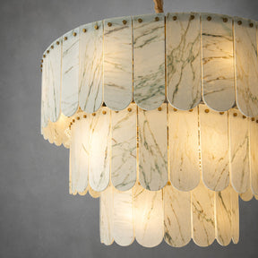 Modern Three-Tier Emerald White Jade Luxury Marble Chandelier