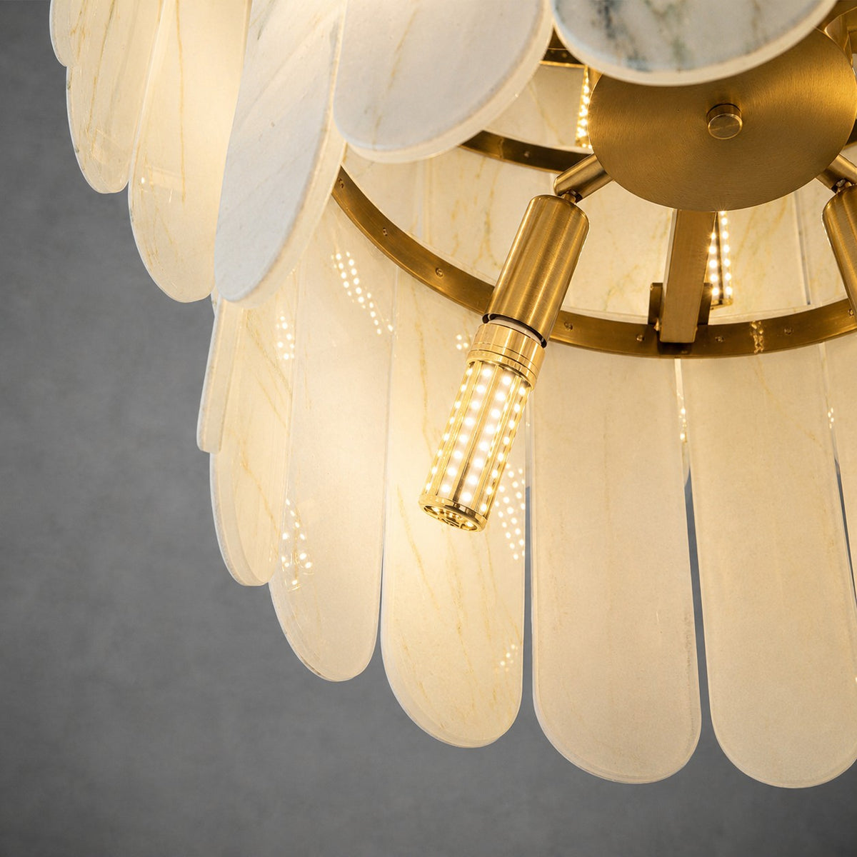 Modern Three-Tier Emerald White Jade Luxury Marble Chandelier