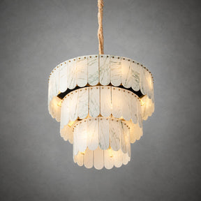 Modern Three-Tier Emerald White Jade Luxury Marble Chandelier