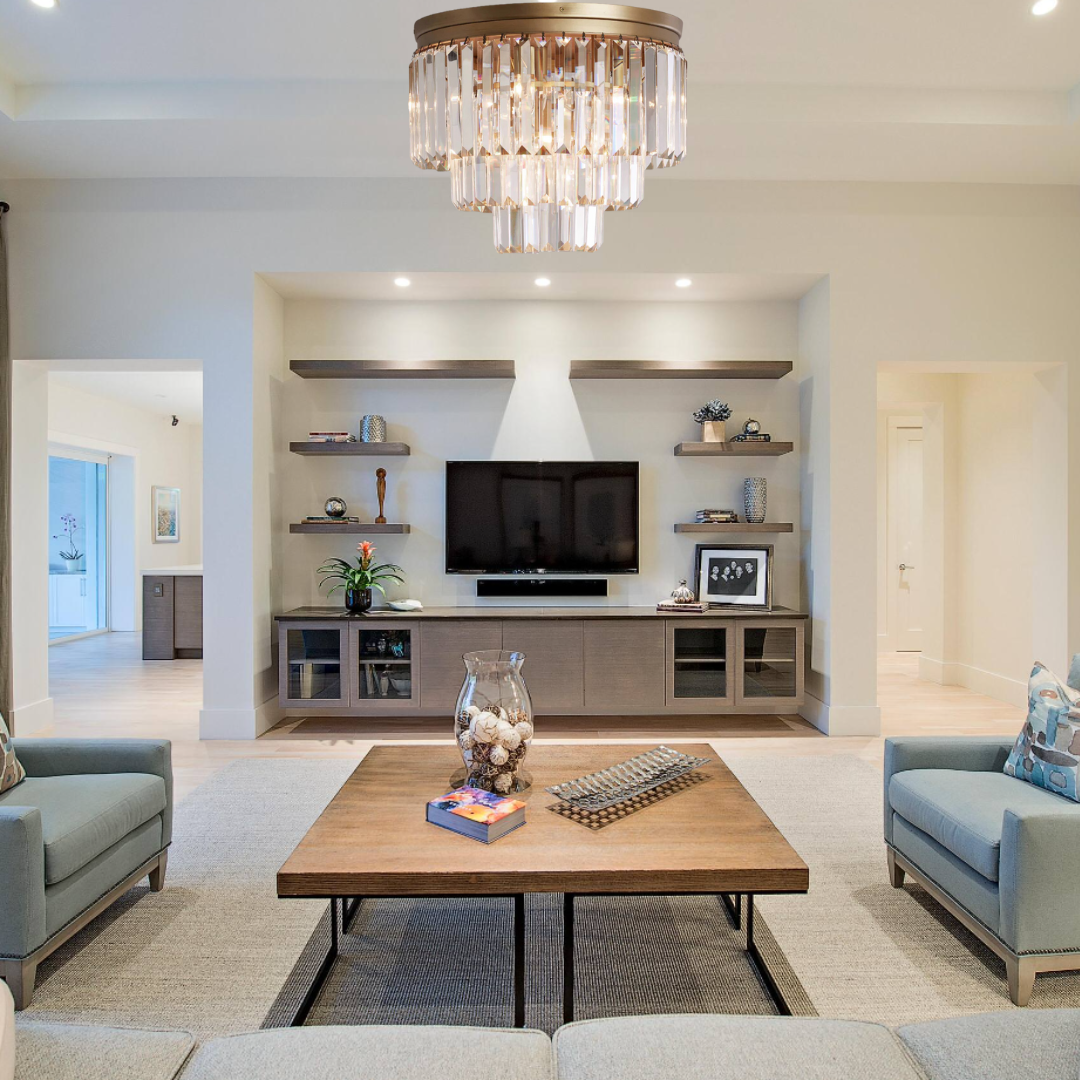 Modern Tiered Flush Mount Crystal Chandelier