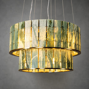 Modern Two-Tier Luxury Stone Round Chandelier