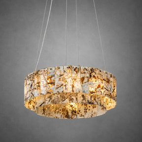 Modern Two-Tier Luxury Stone Round Chandelier