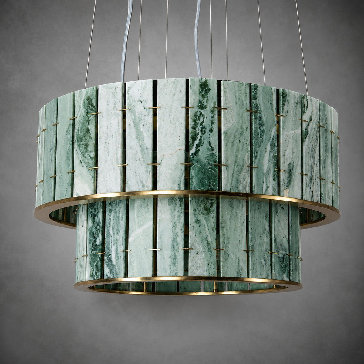 Modern Two-Tier Luxury Stone Round Chandelier