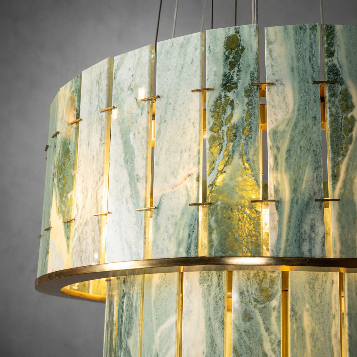 Modern Two-Tier Luxury Stone Round Chandelier