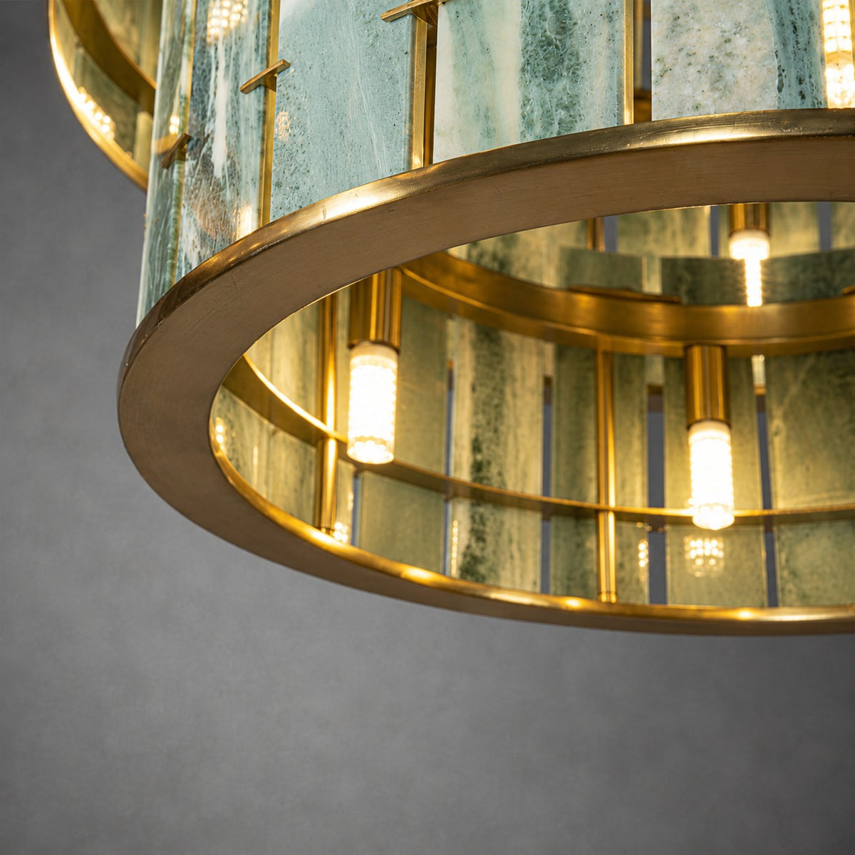 Modern Two-Tier Luxury Stone Round Chandelier
