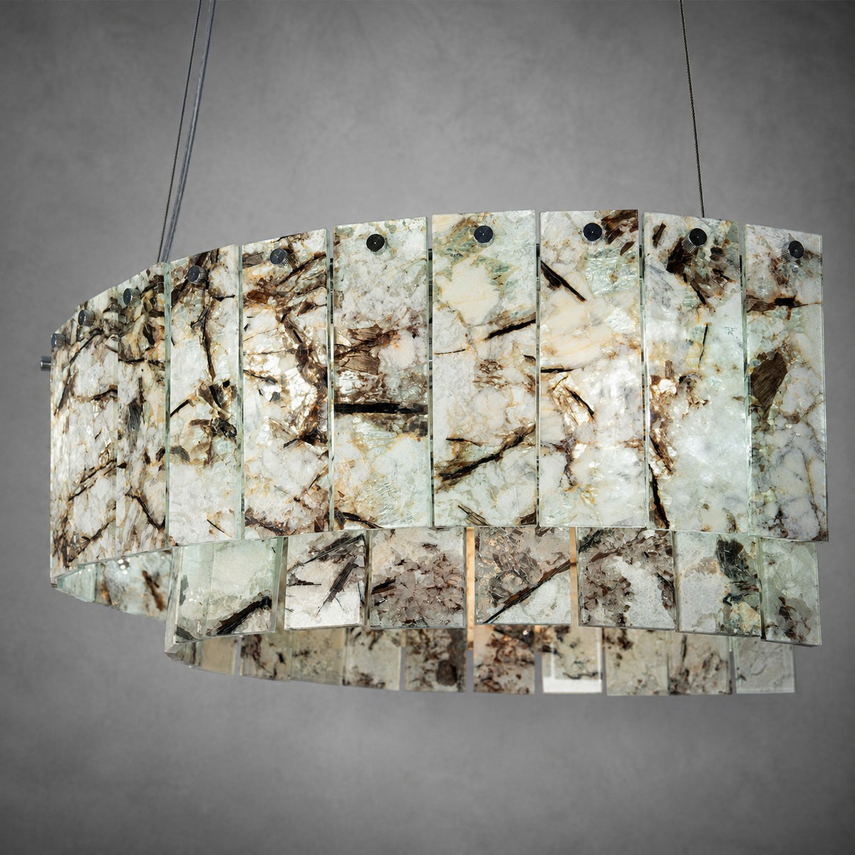 Modern Two-Tier Luxury Stone Round Chandelier