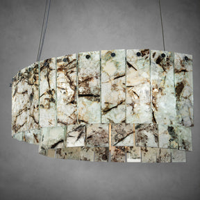 Modern Two-Tier Luxury Stone Round Chandelier