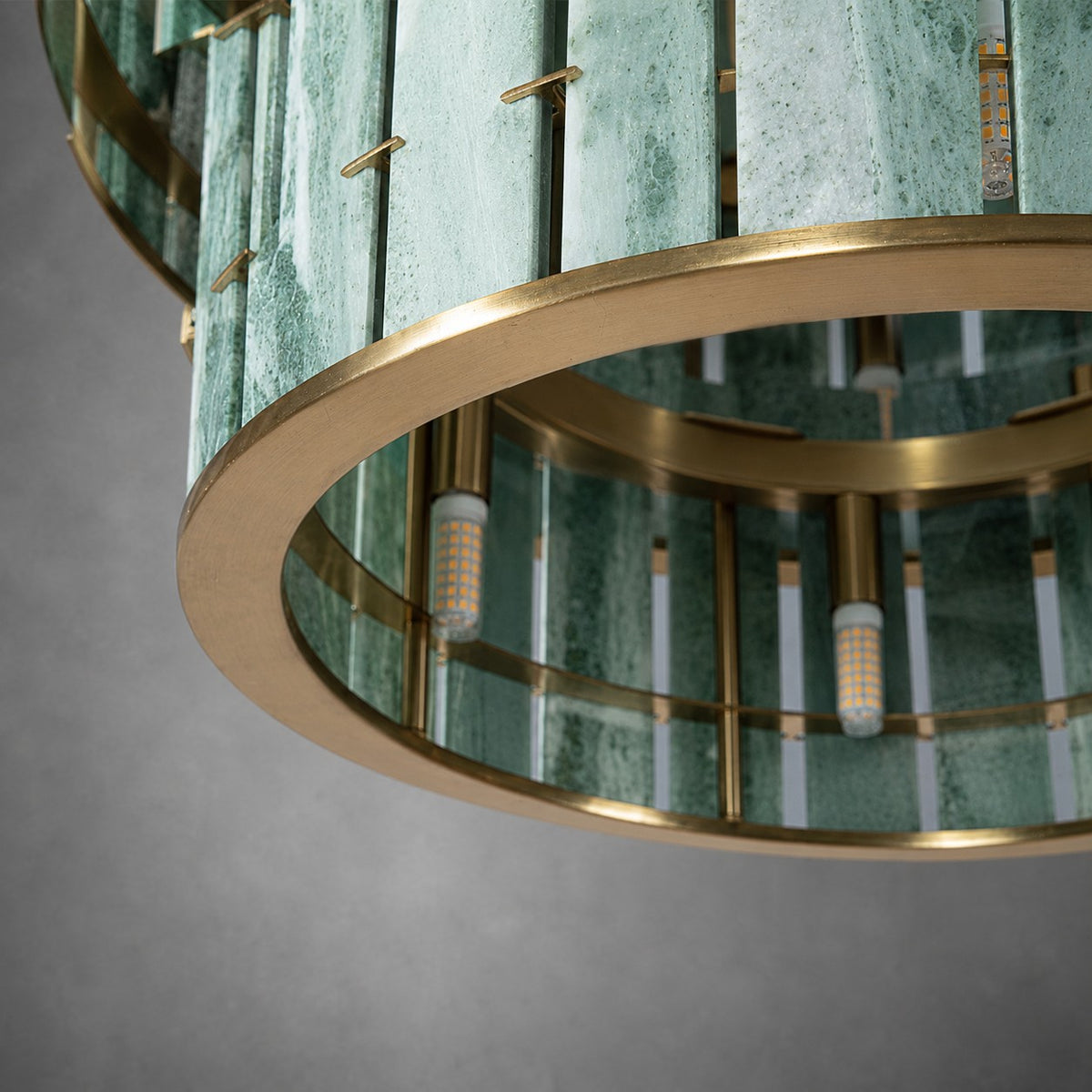 Modern Two-Tier Luxury Stone Round Chandelier