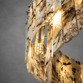 Modern Two-Tier Luxury Stone Round Chandelier