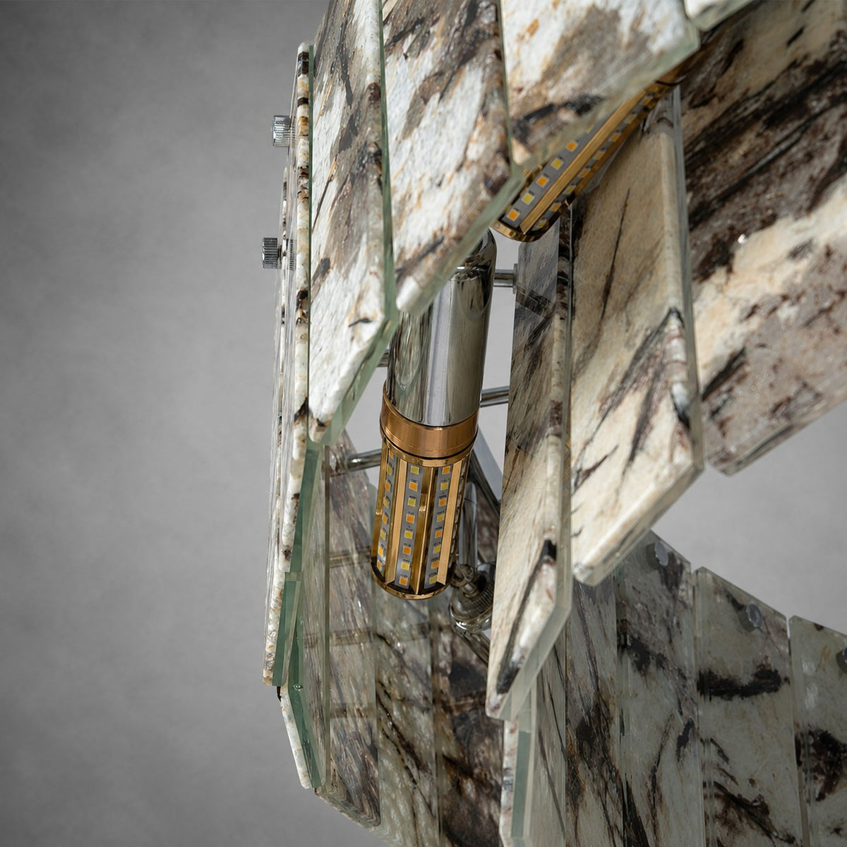 Modern Two-Tier Luxury Stone Round Chandelier