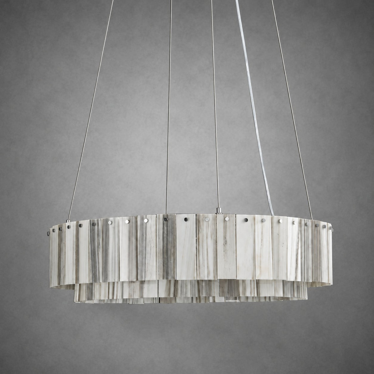 Modern Two-Tier Luxury Stone Round Chandelier