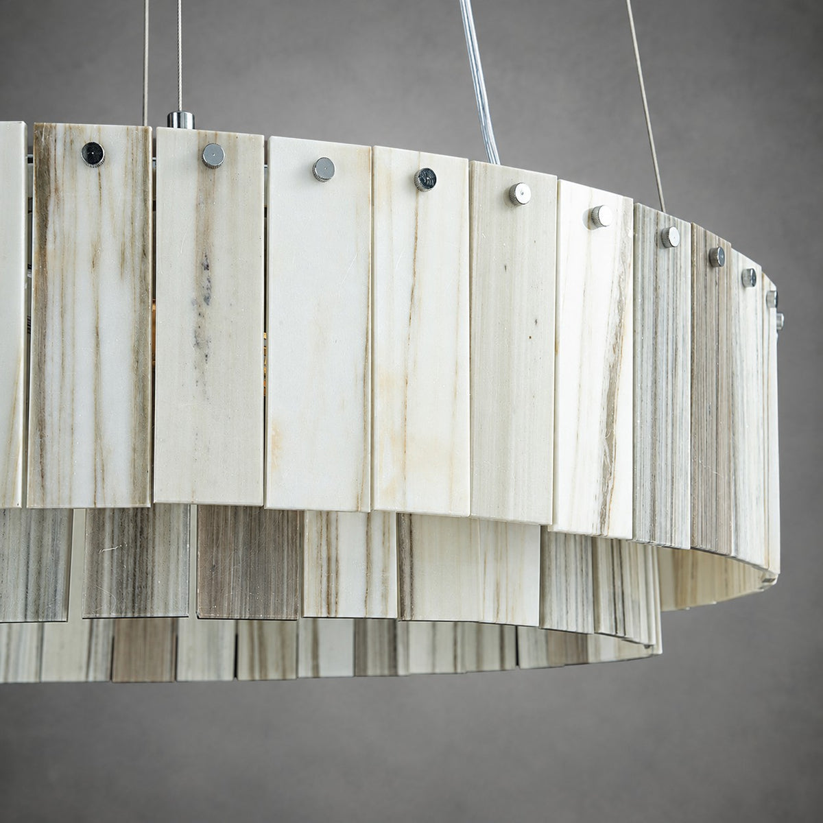Modern Two-Tier Luxury Stone Round Chandelier