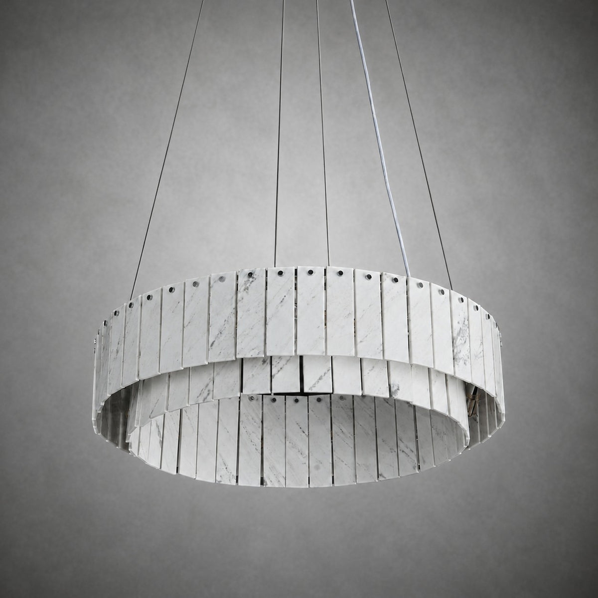 Modern Two-Tier Luxury Stone Round Chandelier