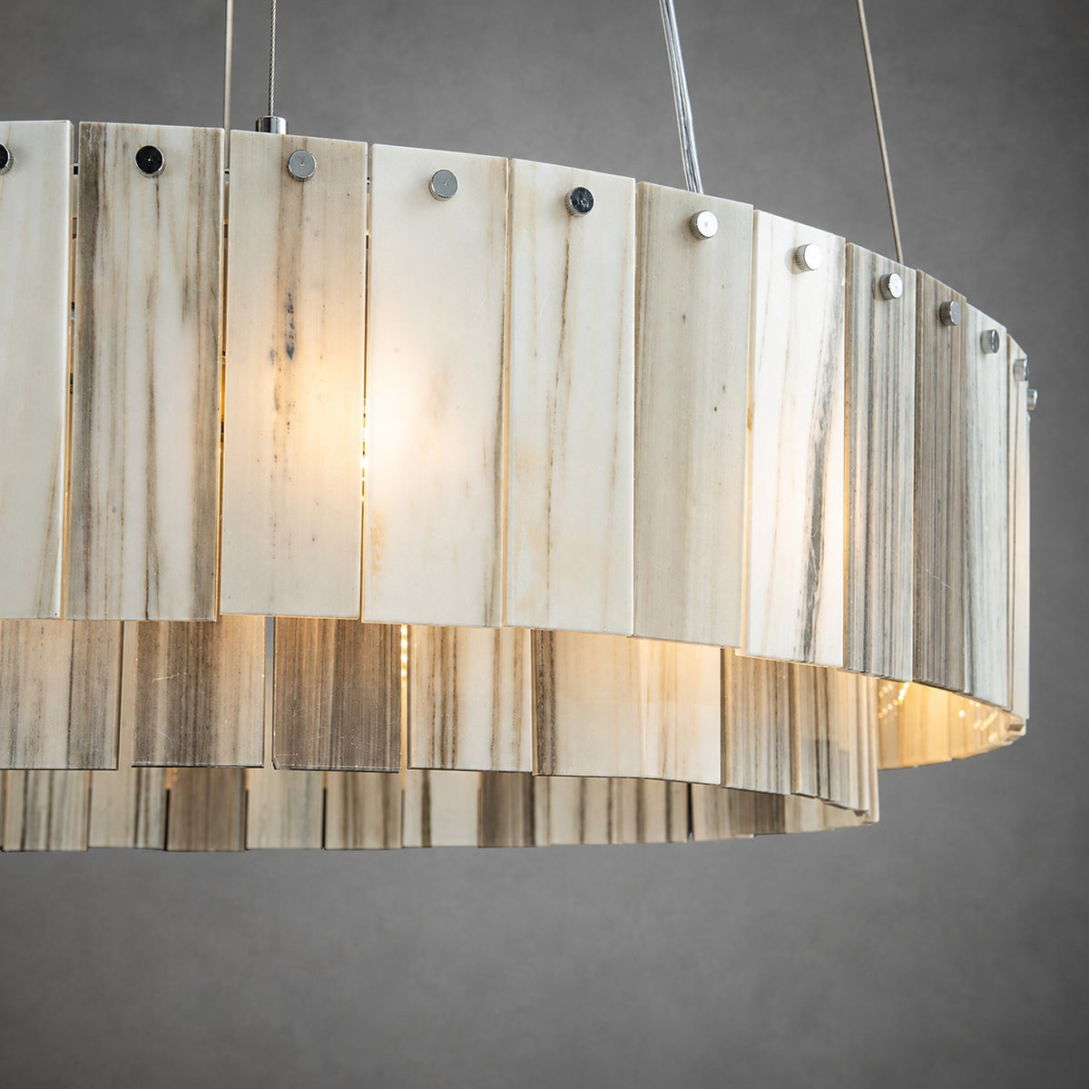 Modern Two-Tier Luxury Stone Round Chandelier