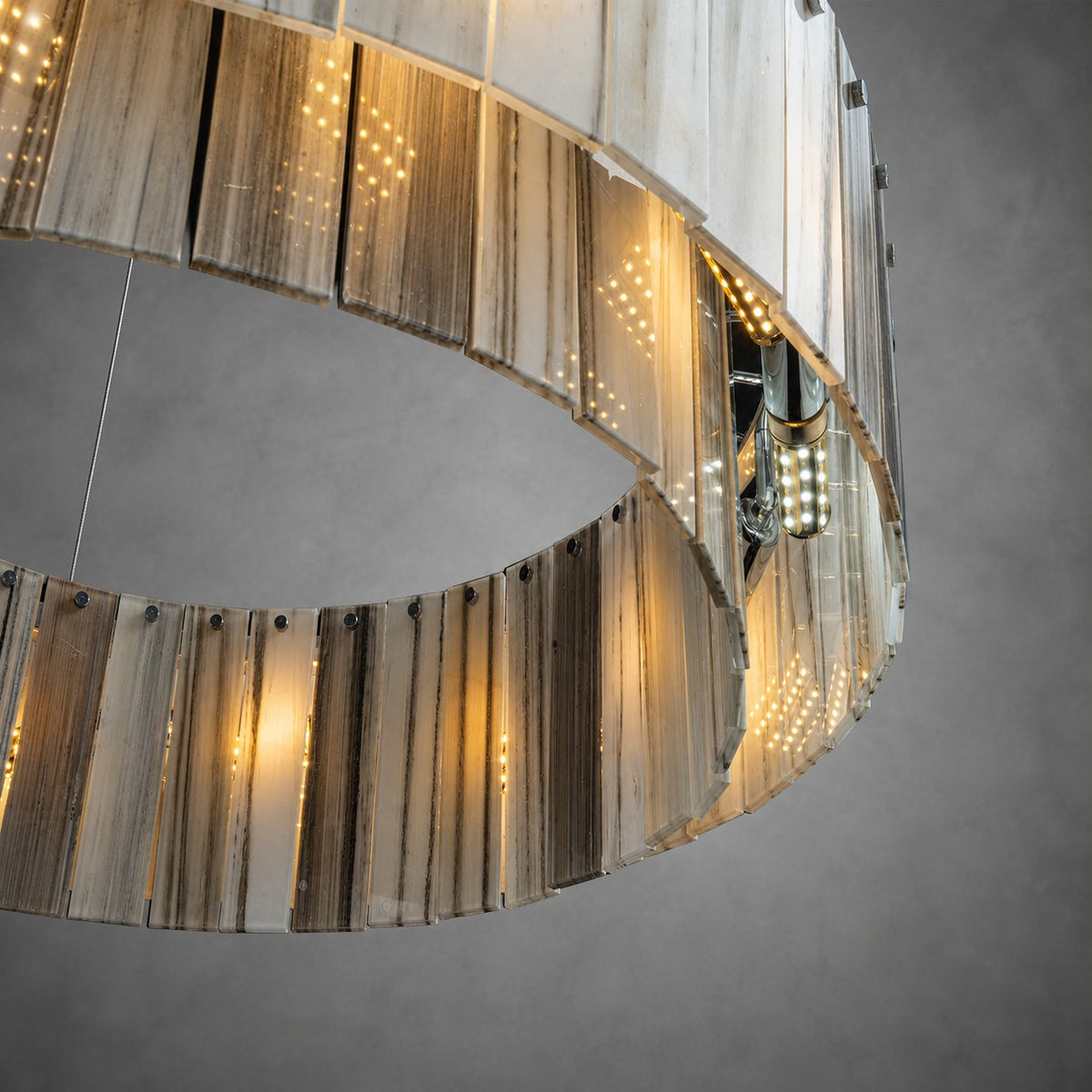Modern Two-Tier Luxury Stone Round Chandelier