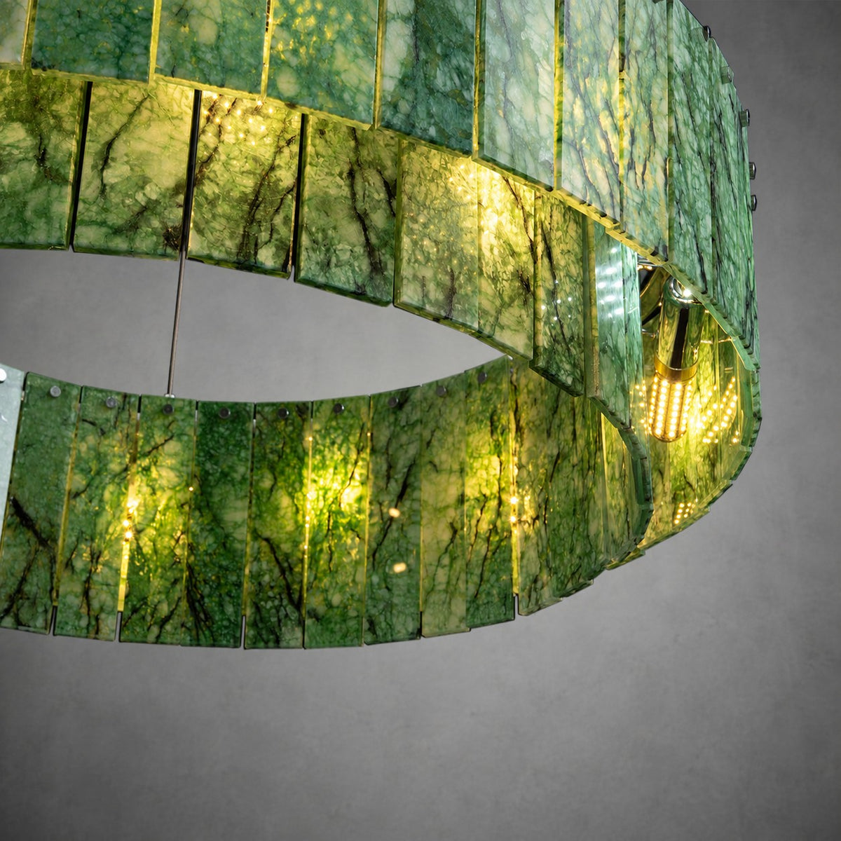 Modern Two-Tier Luxury Stone Round Chandelier