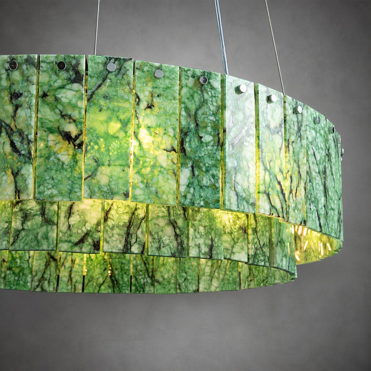 Modern Two-Tier Luxury Stone Round Chandelier