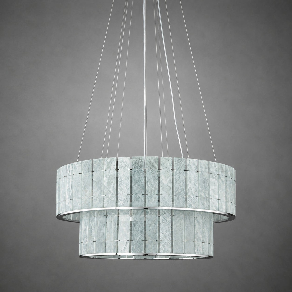 Modern Two-Tier Luxury Stone Round Chandelier