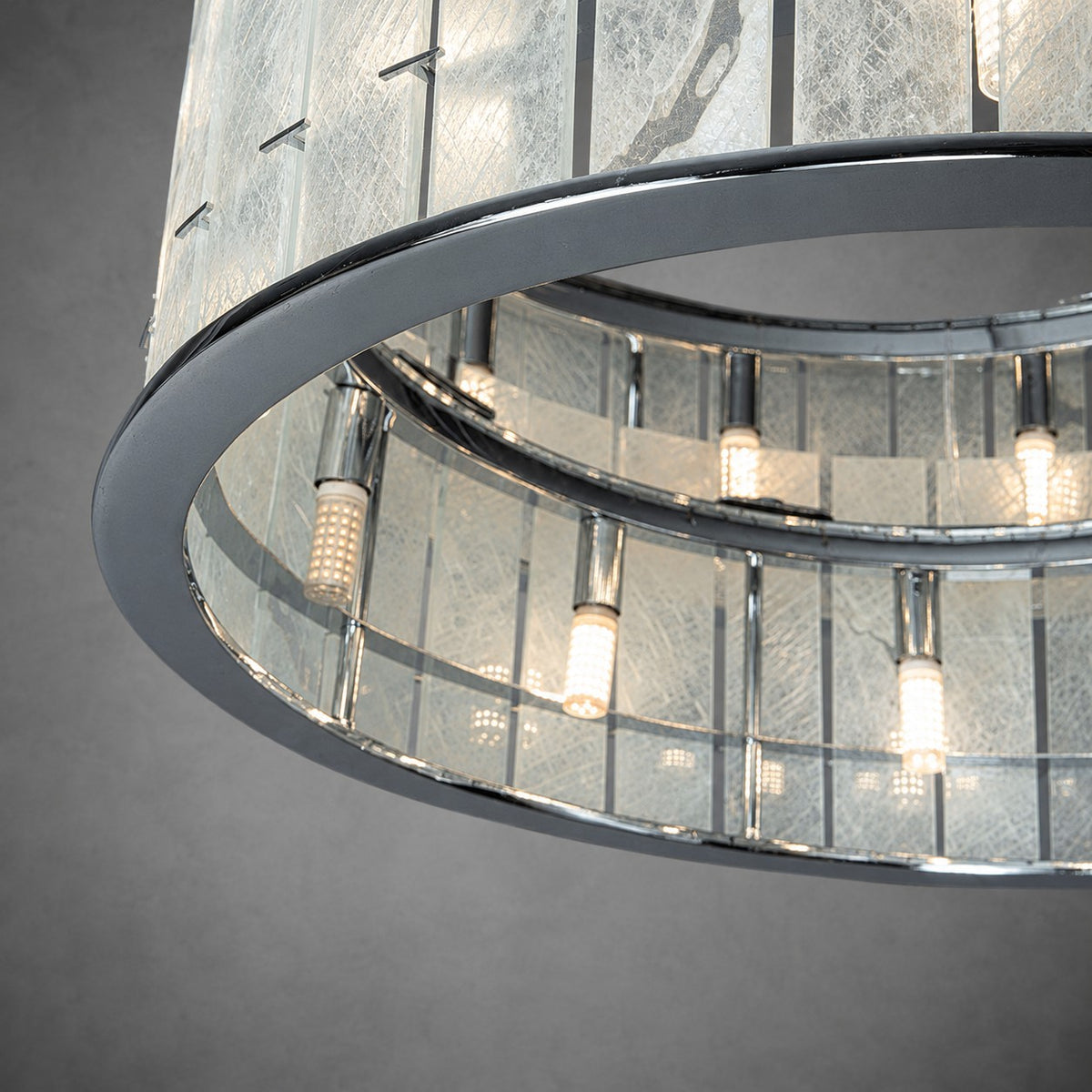 Modern Two-Tier Luxury Stone Round Chandelier