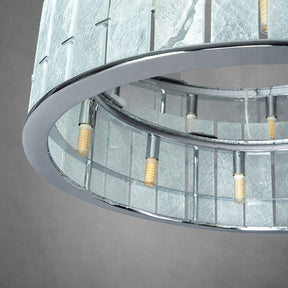 Modern Two-Tier Luxury Stone Round Chandelier