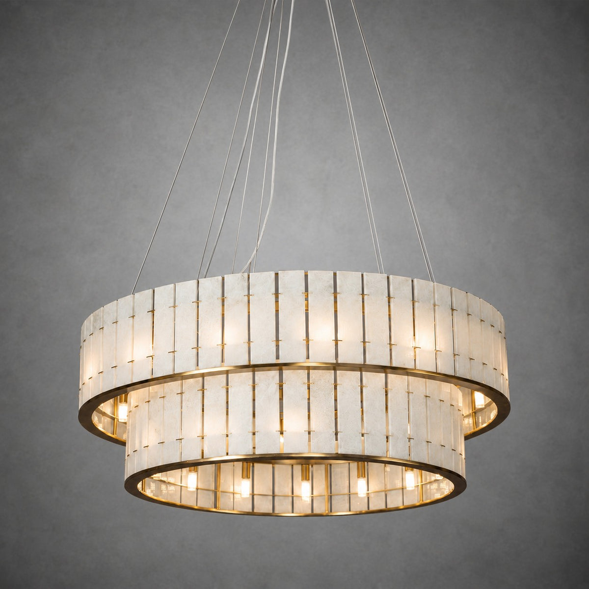 Modern Two-Tier Luxury Stone Round Chandelier