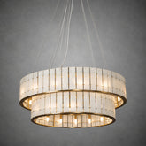 Modern Two-Tier Luxury Stone Round Chandelier