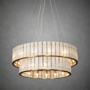 Modern Two-Tier Luxury Stone Round Chandelier