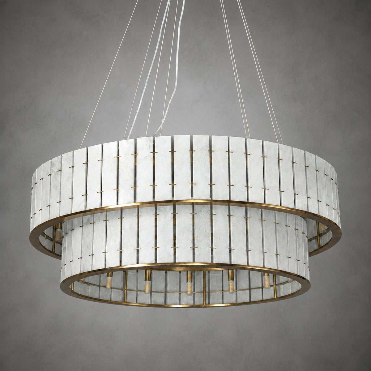 Modern Two-Tier Luxury Stone Round Chandelier