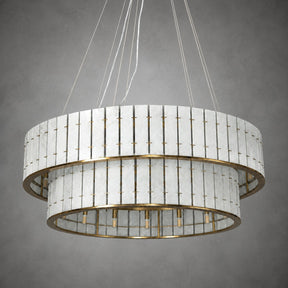 Modern Two-Tier Luxury Stone Round Chandelier