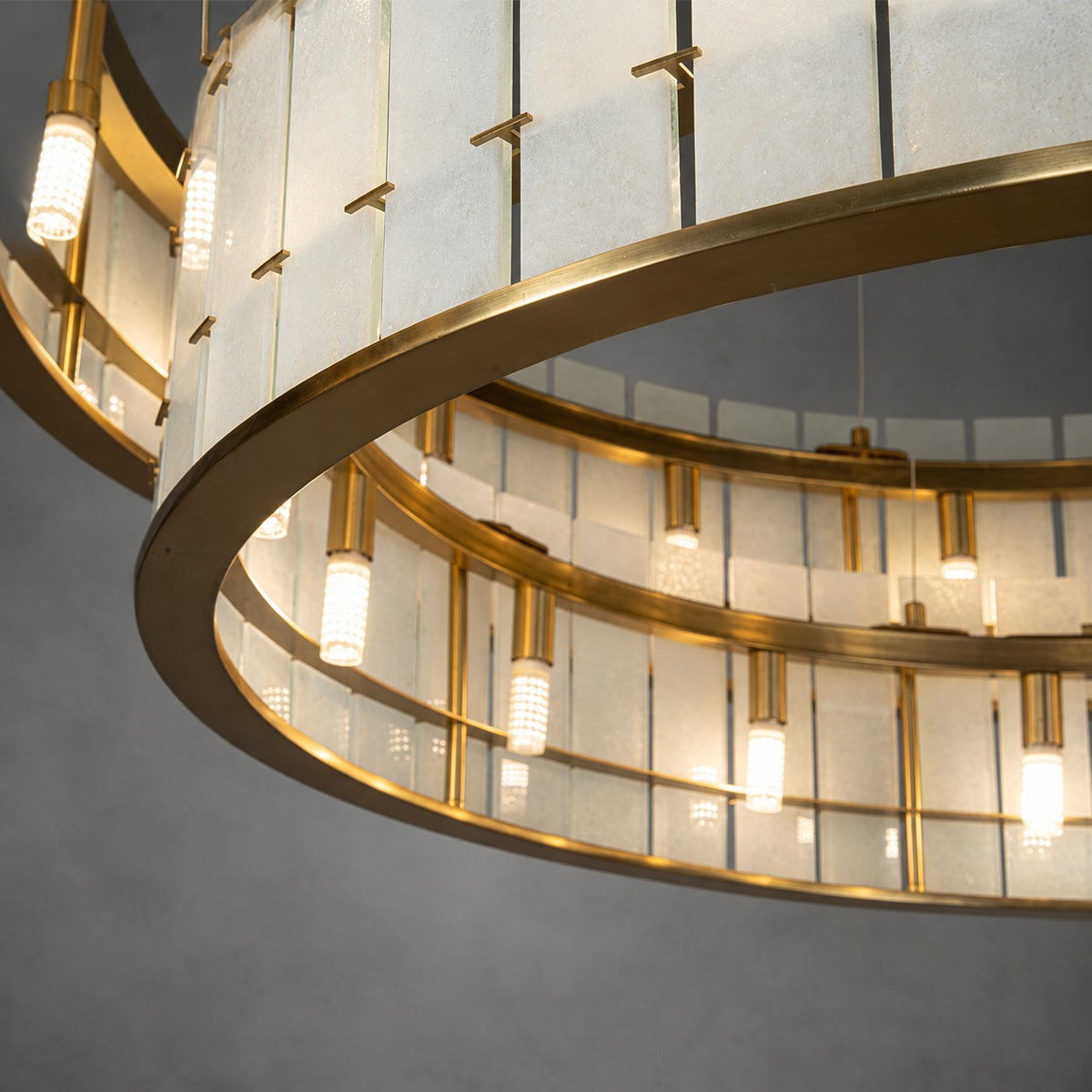 Modern Two-Tier Luxury Stone Round Chandelier