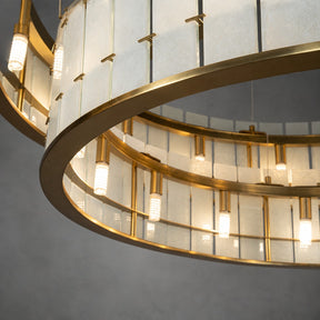 Modern Two-Tier Luxury Stone Round Chandelier