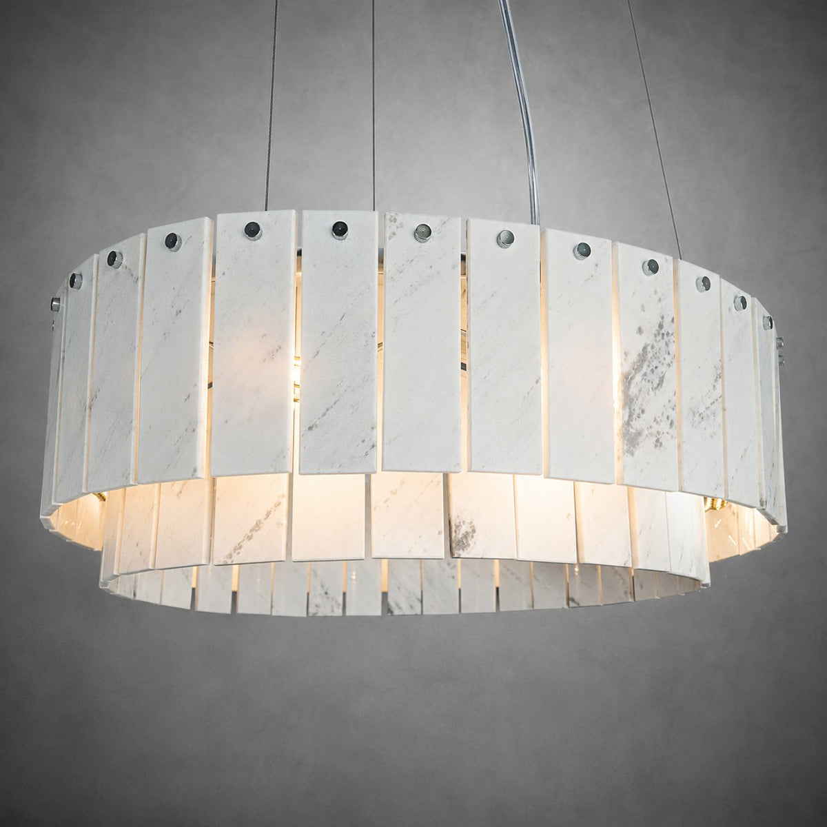 Modern Two-Tier Luxury Stone Round Chandelier