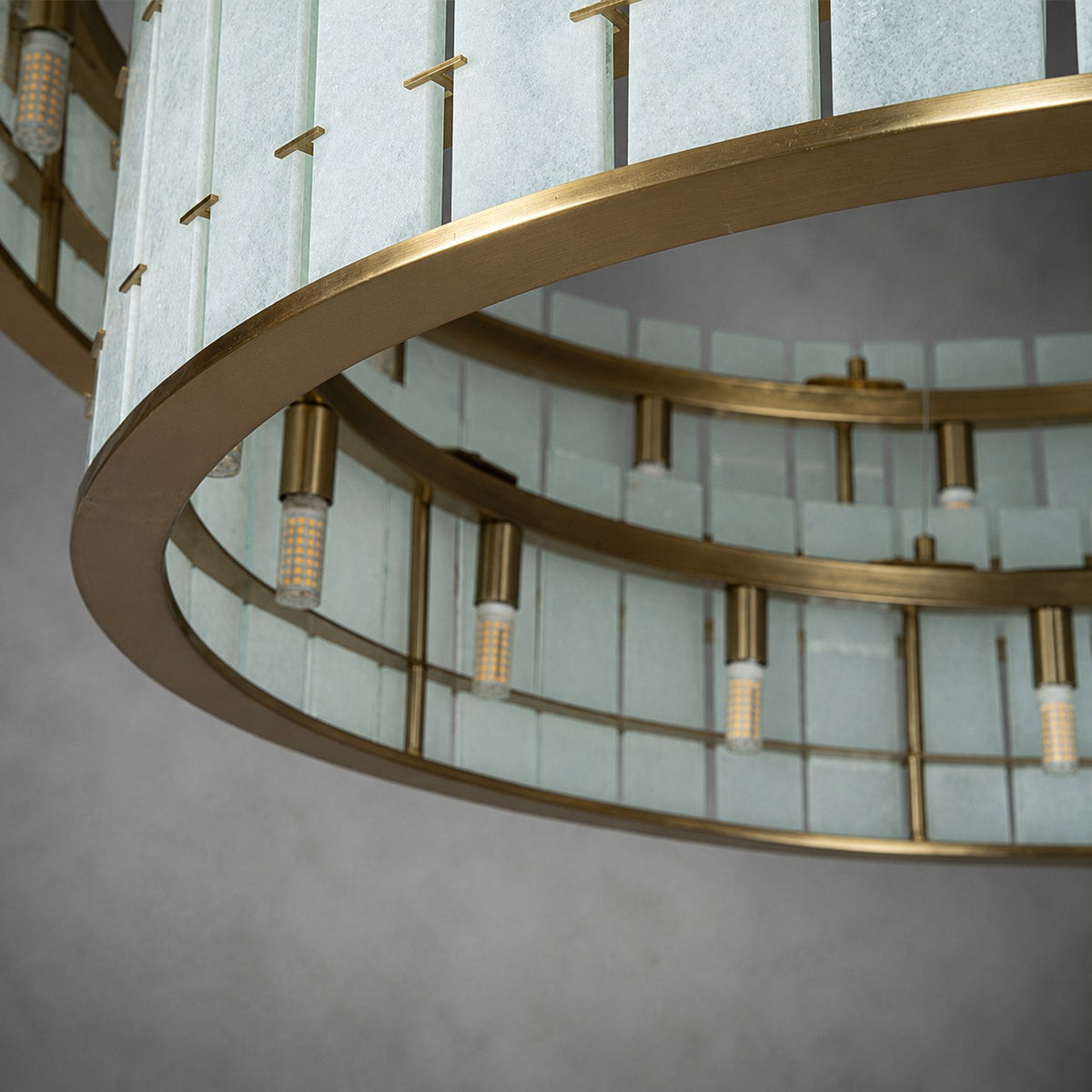 Modern Two-Tier Luxury Stone Round Chandelier