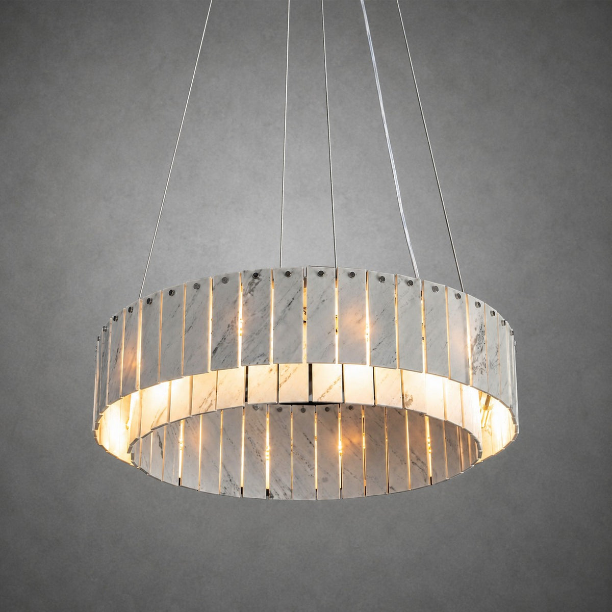 Modern Two-Tier Luxury Stone Round Chandelier