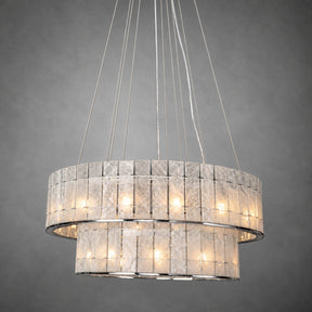 Modern Two-Tier Luxury Stone Round Chandelier