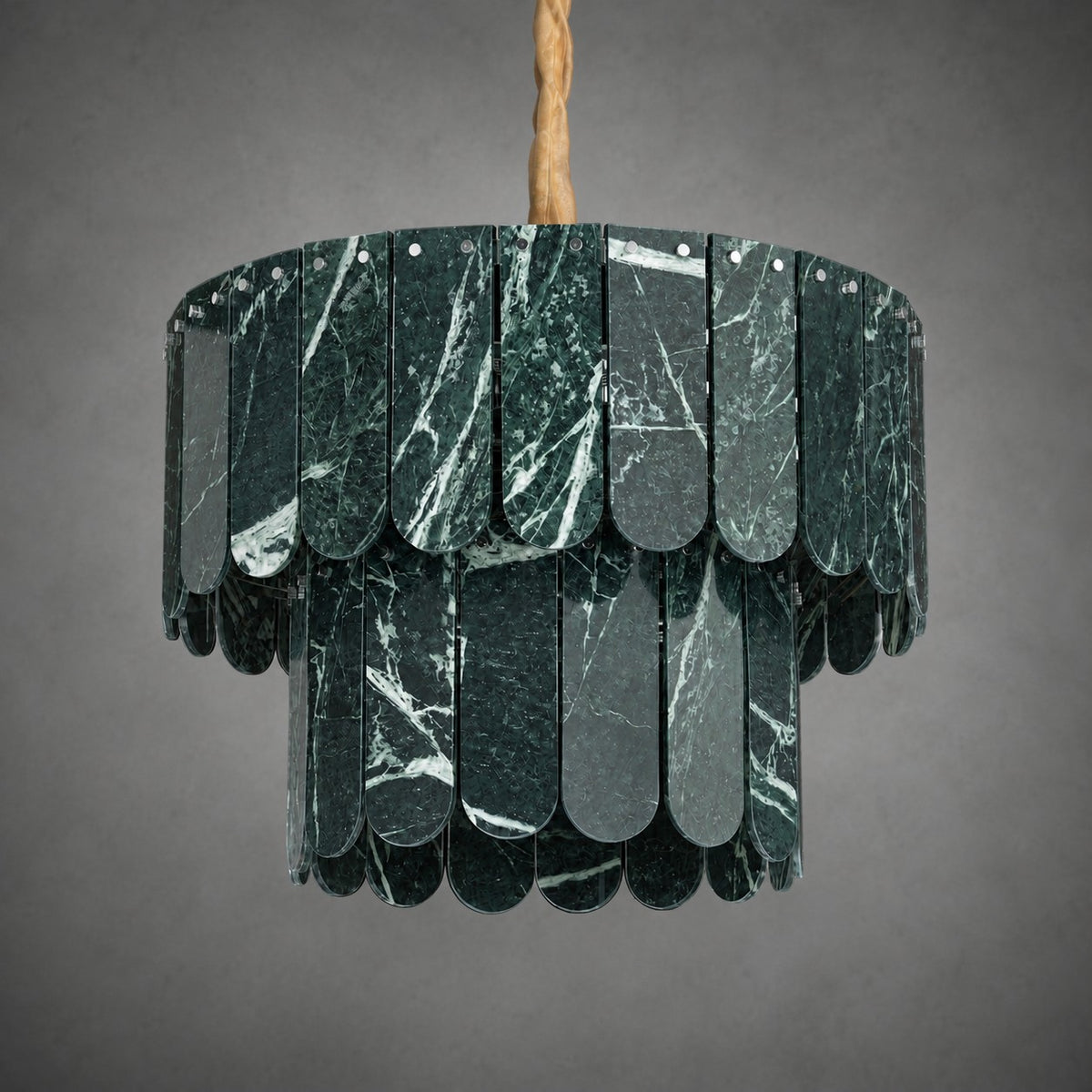 Modern Two-Tier Prada Green Luxury stone Chandelier