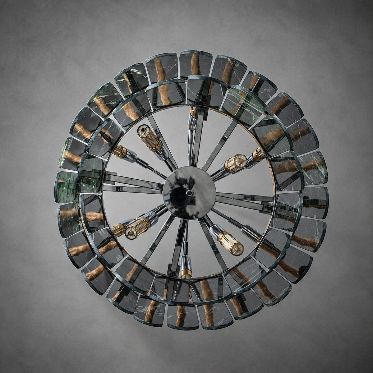 Modern Two-Tier Prada Green Luxury stone Chandelier