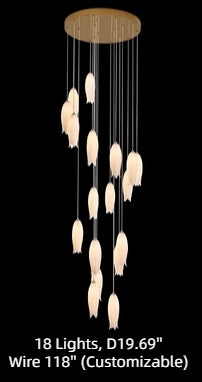 Modern White Ceramic Elegant Tulip Flower Chandelier For Foyer/Staircase