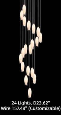 Modern White Ceramic Elegant Tulip Flower Chandelier For Foyer/Staircase