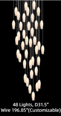 Modern White Ceramic Elegant Tulip Flower Chandelier For Foyer/Staircase