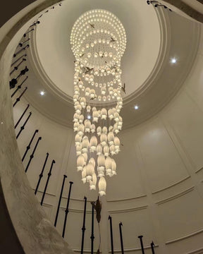 Modern White Ceramic Elegant Tulip Flower Chandelier For Foyer/Staircase