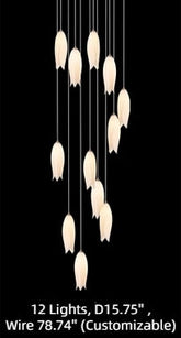 Modern White Ceramic Elegant Tulip Flower Chandelier For Foyer/Staircase