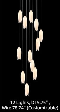 Modern White Ceramic Elegant Tulip Flower Chandelier For Foyer/Staircase