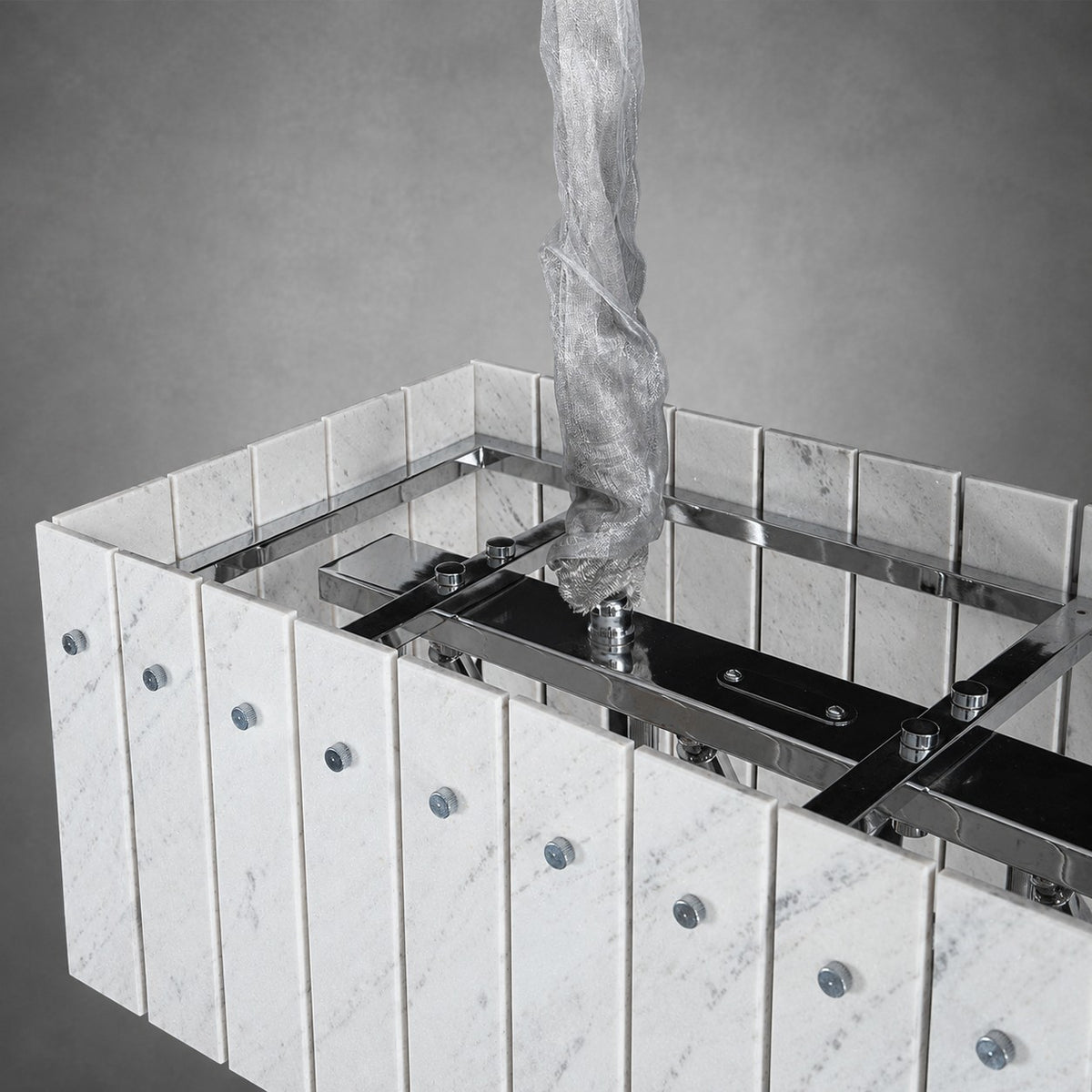 Modern Yugoslav White Luxury Stone Linear Chandelier