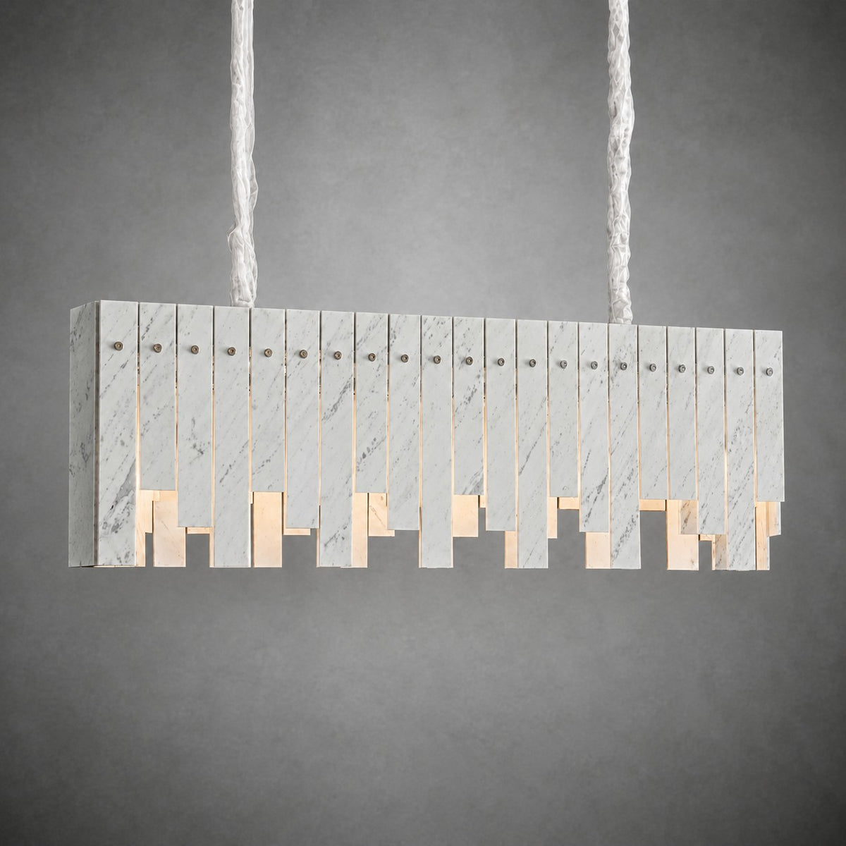 Modern Yugoslav White Luxury Stone Linear Chandelier