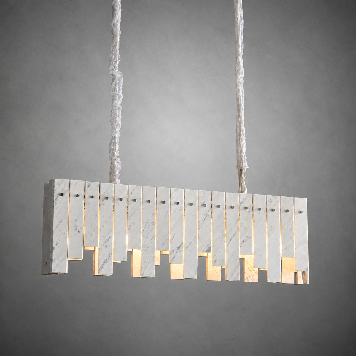 Modern Yugoslav White Luxury Stone Linear Chandelier