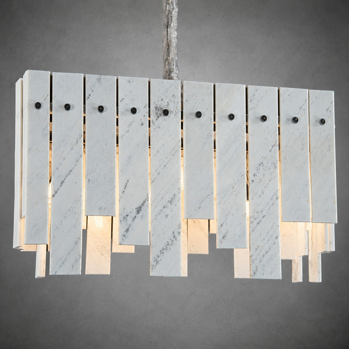 Modern Yugoslav White Luxury Stone Linear Chandelier