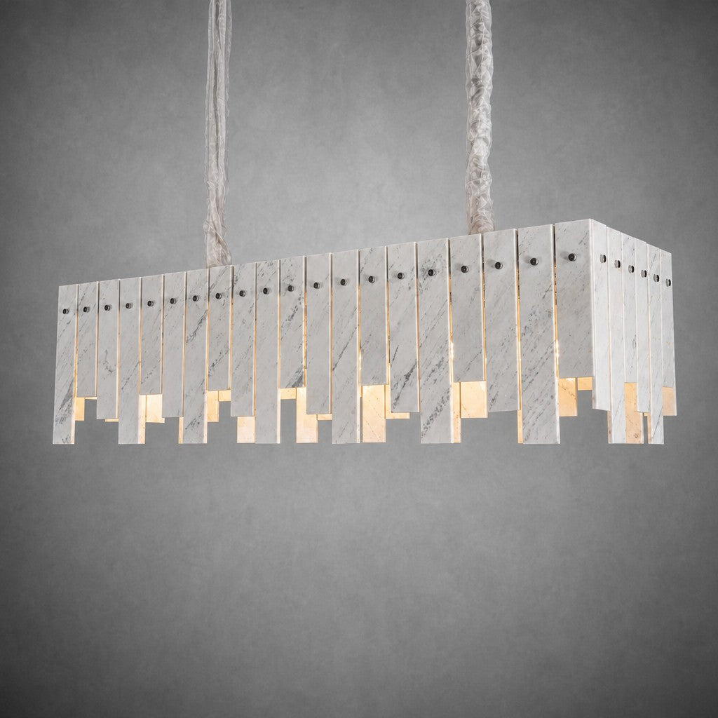Modern Yugoslav White Luxury Stone Linear Chandelier