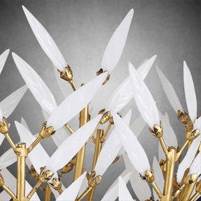 Morrigan Flushmount Brass & White Glass Ceiling Chandelier