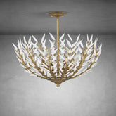 Morrigan Flushmount Brass & White Glass Ceiling Chandelier